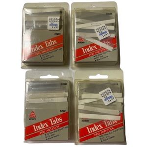 Lot Of 4 Avery Index Tabs Peel And Stick 82001 Clear Tabs, Size 1.3/4” 20 Ct Vtg